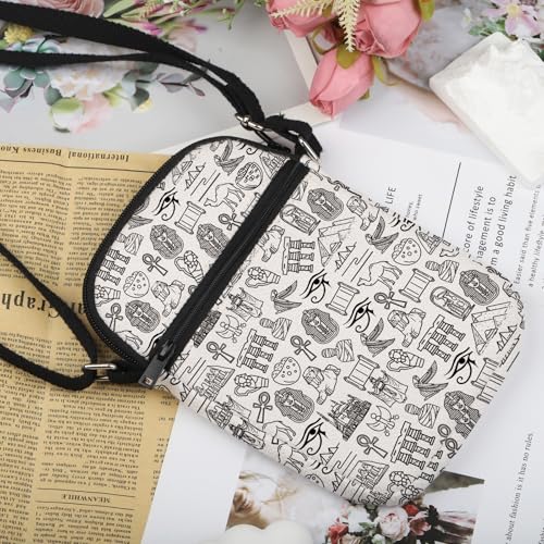 VAMSII Egypt Lover Gift Egypt Doodles Landmarks Crossbody Bag Egypt Vacation Trip Travel Bag Souvenir Egyptian Gift3