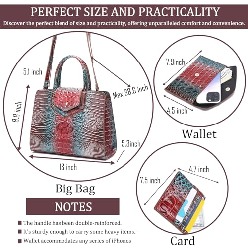 Image of Makcr Joacbv Women Embossed Pattern Satchel Handbags Wallet 3 pcs Set Crossbody Tote Top Handle Vegan Leather Ladies Bag | Embossed Pattern