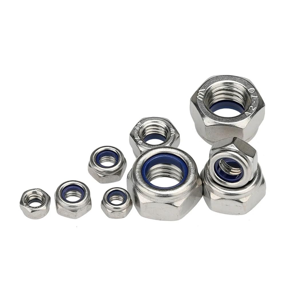 TSIOHKBS DIN985 M2 M2.5 M3 M4 M5 M6 M8 M10 M12 M14 M16 M20 304 Stainless Steel Hex Hexagon Lock Nuts (M12 x 5pieces)