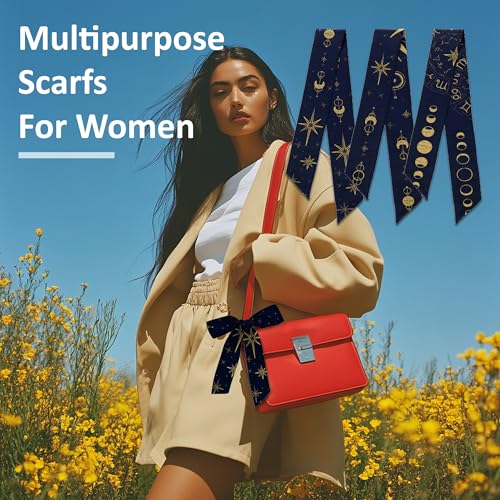 3 Pack Scarf Bags for Women Silk Neck Handbag Scarf Hair Neck Narrow Scarves Women's Fashion Scarves3