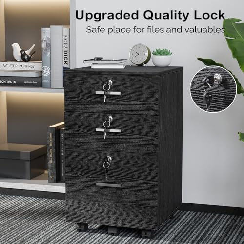 VINGLI-3-Drawer-File-Cabinet-with-Lock-Wood-Rolling-File-Cabinet-Under-Desk-File-Cabinets-for-Home-Office-Mobile-Printer-Stand-File-Cabinet-for-Letter-Sized-Files-26-HCaster-Included-Black VINGLI 3 Drawer File Cabinet with Lock Wood Rolling File Cabinet Under Desk File Cabinets for Home Office Mobile Printer Stand File Cabinet for Letter Sized Files 26 HCaster Included Black