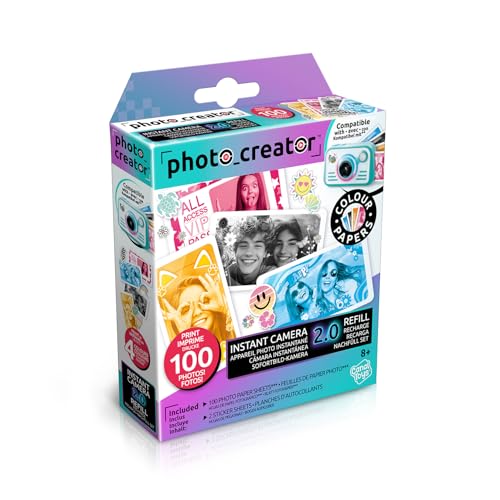 Canal Toys – Photo Creator 2.0 – Recharge Papier Photo | 100 Feuilles Brillantes + 2 Planches de Stickers | Impression instantanée sans Encre –...