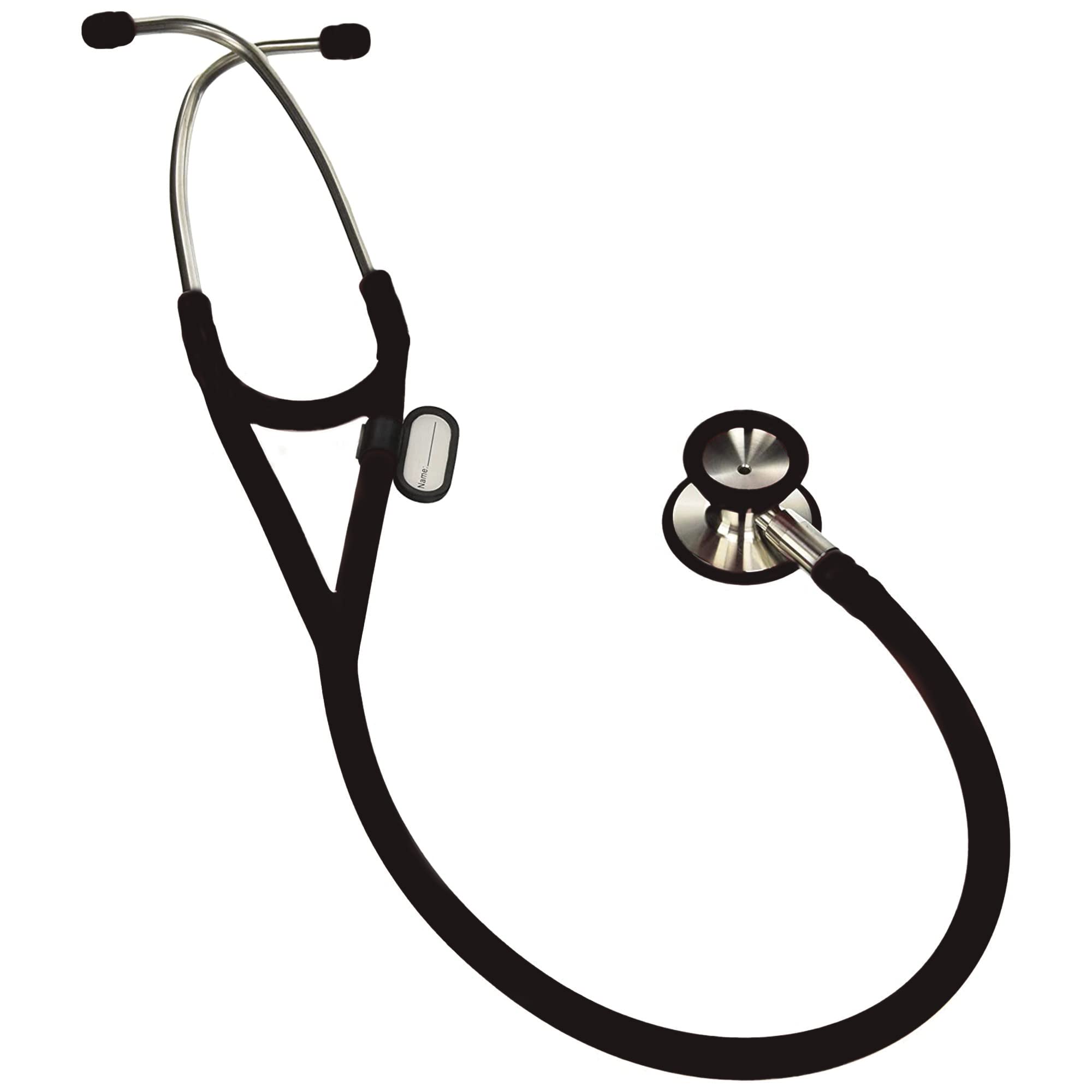 Gima - Stéthoscope de cardiologie classique avec tête en acier inoxydable, cloche en forme de cône pour basses fréquences, membrane haute sensibilité pour amplifier les sons, Lira Nero, 32552