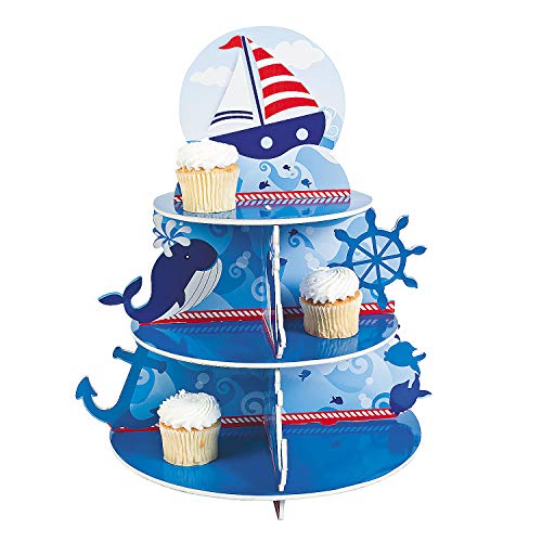 1 X Nautical Sailor Cupcake Holder Stand Size: 16" x 12" diam.