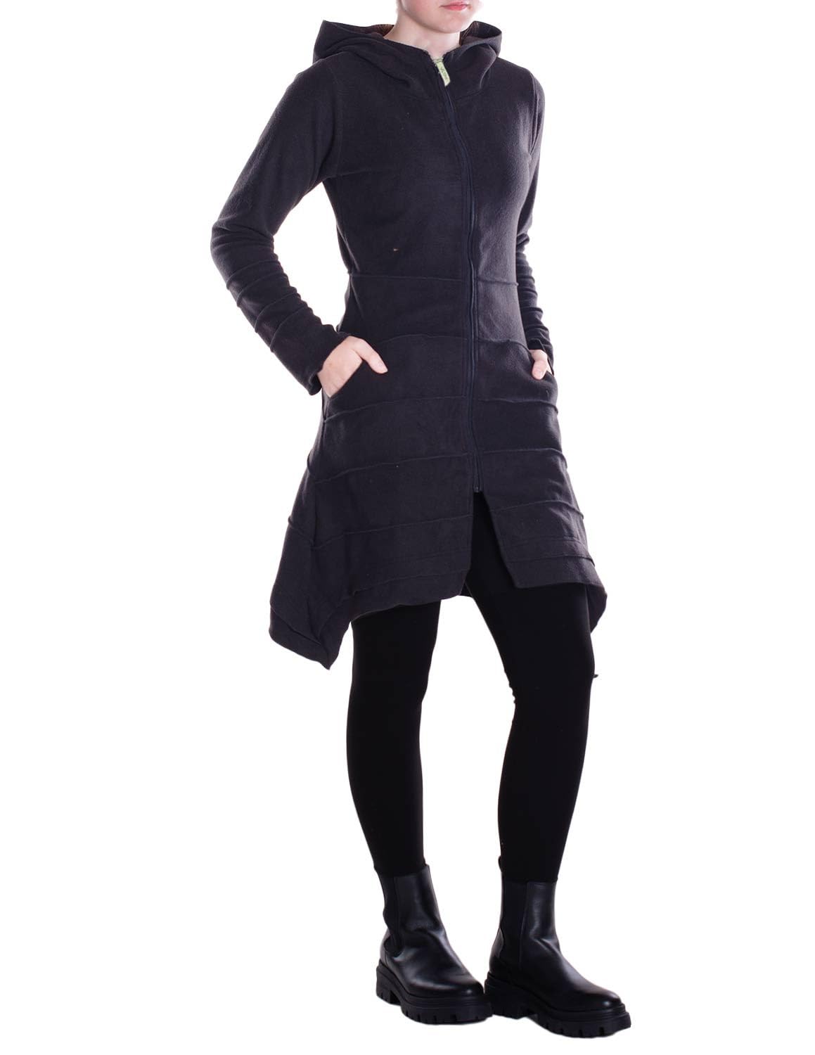 Vishes - Alternative Bekleidung - Damen Kapuzenjacke lang Elfen Zipfel-Jacke Fleece Übergangsjacke