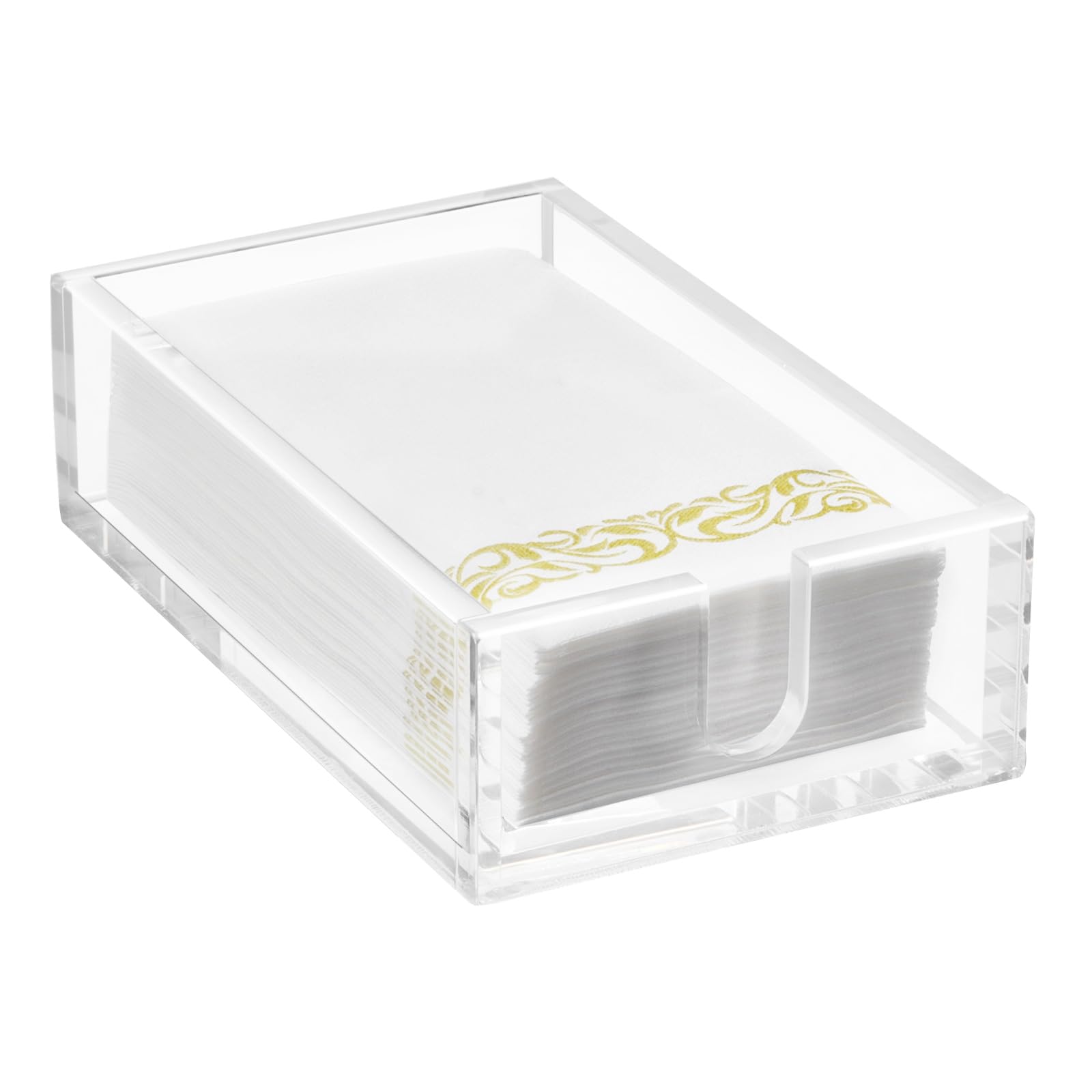 VEVOR Acrylic Napkin Holder, 9.1 x 5.5 x 2.6 inch, Clear Bathroom Guest Towel Storage Tray with U-Shaped Opening, Disposable Paper Towel Holder for Bathroom Kitchen Parties Weddings &amp; Various Events