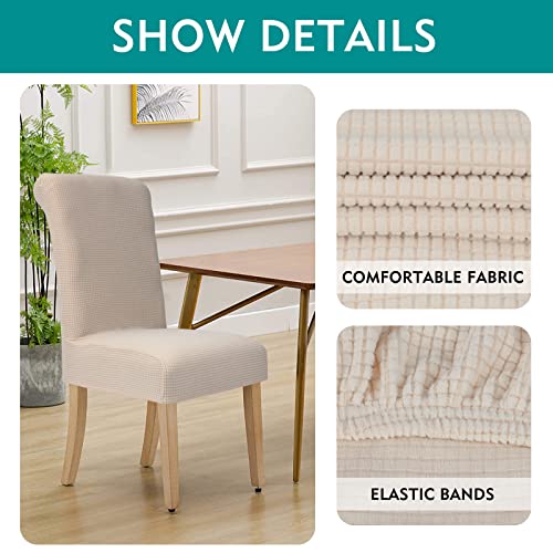 Life Magic Dining Chair Covers 4 Pack Parsons Chair Cover Kitchen Chair Slipcover Washable Removable For Kitchen, Hotel, Restaurant (Ivory) #TOP4