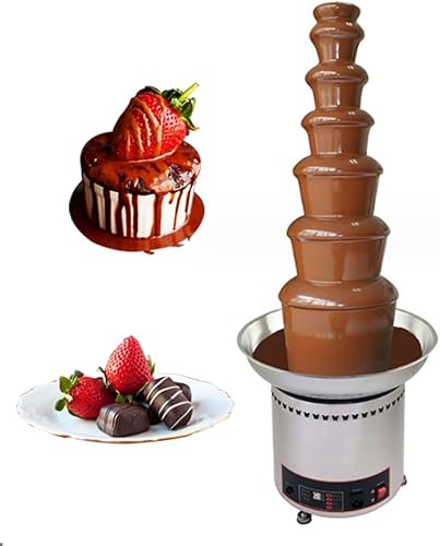 INTBUYING Máquina eléctrica de fuente de fondue de chocolate de 110 V, 7 niveles de acero inoxidable, máquina de fusión de chocolate para
