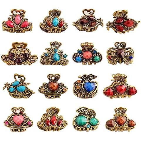 12 mini pinzas para el pelo, estilo vintage, mini pinzas de metal Cover