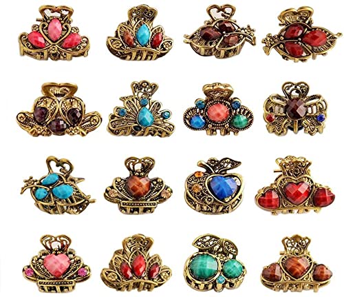 Lot de 12 mini pinces à cheveux vintage en métal - Mini pinces à cheveux papillon - Pour fille et femme - Accessoire de coiffure - Style aléatoire Cover