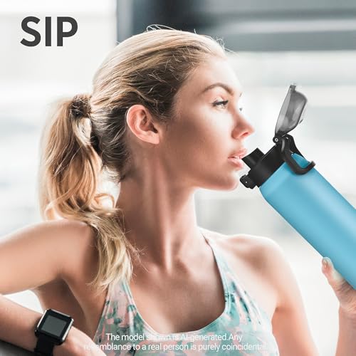 Image of Milton Dual Flow 900 Thermosteel Water Bottle 900 ml with One Touch Safety Lock & Twin Lid Sip or Gulp,Long Hours Hot & Cold,Leak Proof,ISI Certified,Vacuum Insulated,for Office,Gym,School,Sea Blue