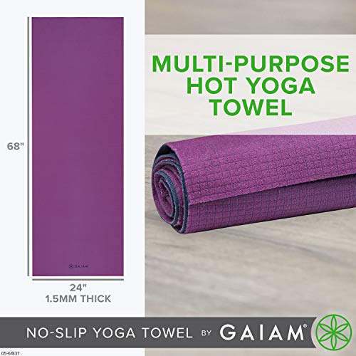 Gaiam No-Slip Yoga Mat Towel, Grape/Navy Large #TOP3