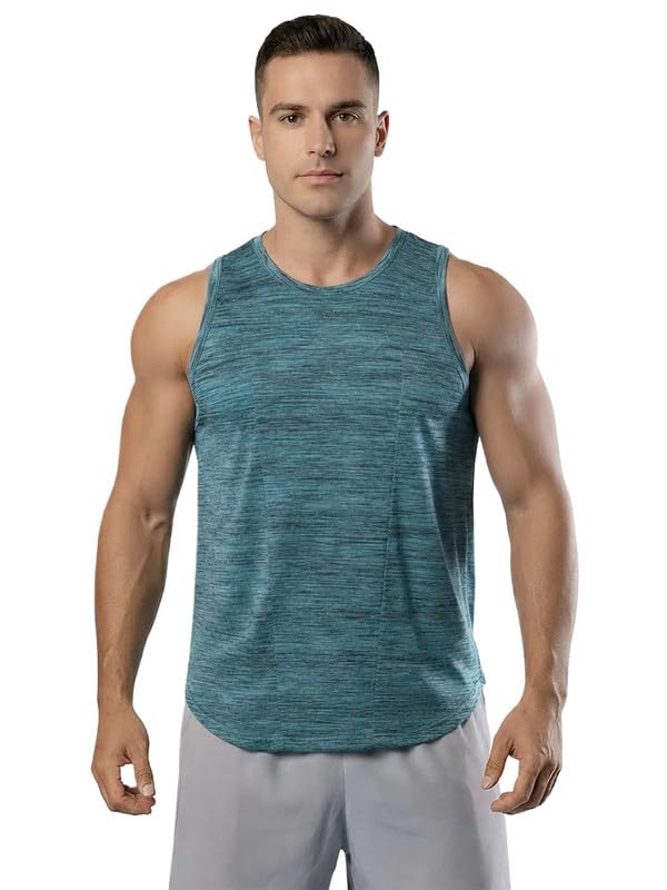 Tank Tops Sleeveless T-Shirt for Men Dry Fit Vest Gym Wear Textured Pattern Stylish Round Neck Running Sando for Sports Workout Fitness & Casual or Beach Wear-image-7