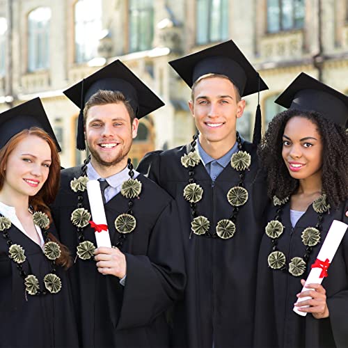 Tondiamo Graduation Kukui Nuts Lei Necklace Chunky Acrylic Black Hawaiian Necklace With Ribbon Bow Class Of 2023 Graduation Gift Tiki Luau Party Accessories For Women Men Kids (6) #TOP4