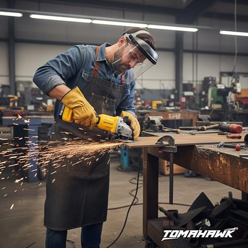 Image of Tomahawk T-32052 21V Cordless Brushless Angle Grinder 4 Inch | 3 Speed Control (8500 /5500 /3500 RPM) | 2 x 3.0Ah Batteries | Trigger Lock | Battery Level Indicator | Home & DIY Use