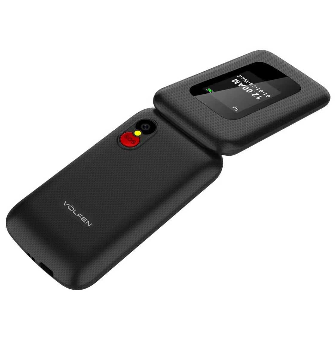 Orion Dual - Teléfono móvil de Tapa para Personas Mayores de Doble Pantalla, Botones y Teclas Grandes, fácil de Usar, USB-C, 3 memorias directas, Base de Carga (Negro)