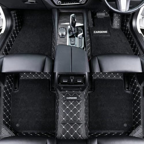 Image of 7D Car Floor Mats for Mahindra 3XO EV | Black Silver | Waterproof | Anti-Slip | PU Leather | Full Coverage | All Weather | Custom Fitted 7D Car Foot Mats