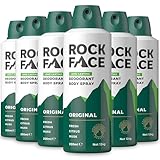 Rock Face Men's Body Spray - Original Fragrance Body Spray Deodorant for Men, 200ml, Fresh Citrus Scent, Long Lasting, Multipack of 6