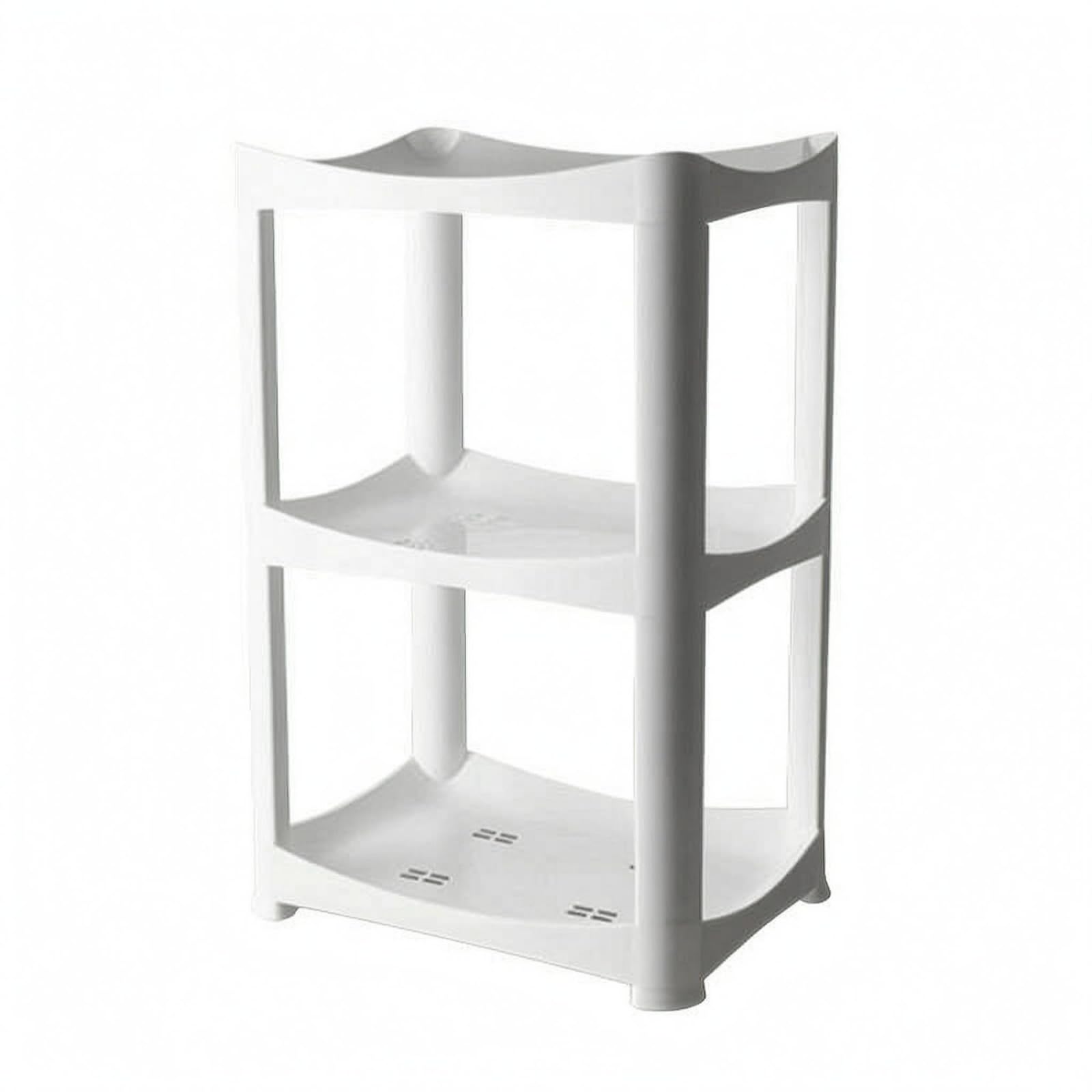 Scaffale Portaoggetti Multistrato Ripiano Aperto Mensola a Gradini Organizer Polipropilene Resistente con Bordo Curvo E Drenaggio Adatto per Bagno Cucina Soggiorno, Bianco A Tre Ripiani