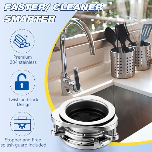 Image of Garbage Disposal Flange Kit, Fit 3 1 /2 inch Sink Drain Hole, Silver