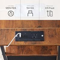 HOOBRO End Table with Charging Station, Narrow Side Table, Nightstand with 2 Non-Woven Drawers, Slim Sofa Side Table, for Small Spaces, Living Room, Bedroom, Rustic Brown and Black BF486UBZ01 — image 8