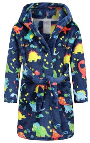 Listado de Albornoces para Niño para comprar online. 47 FunnyPaja - Batas de baño de felpa con capucha para niños de 1 a 16 años, Dino azul oscuro, 3 Años/4 Años