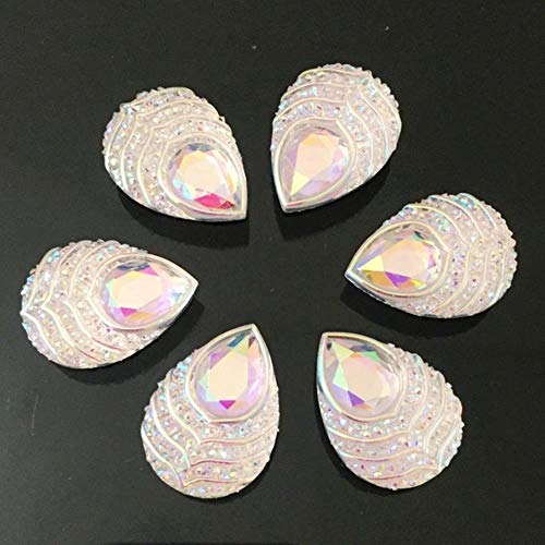 HA16 Strasssteine mit flacher Rückseite, Pfauenauge, Kunstharz, für Hochzeitsdekoration, nicht genäht, 20 Stück, 18 x 25 mm, Weiß Cover