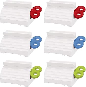 6 Pack Toothpaste Squeezer, Toothpaste Squeezer Rollers,Toothpaste Tube Squeezers Clip Holder Stand Winder