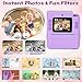 Kids Camera Instant Print, 1080P HD Dual-Lens Selfie Digital Camera with 5 Printing Paper Rolls & 32G TF Card, for Children, Portable Toddler Toy for Age 3-12 Boys & Girls (Purple)