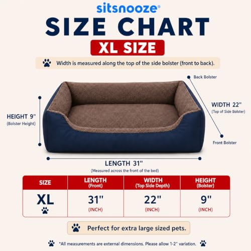 Image of SITSNOOZE Premium Orthopedic Dog Bed XL for Large Dogs 20 to 30 kg Washable Reversible Cushion Sofa for Boxer, Rottweiler and Doberman Breeds (Brown and Blue, XL)