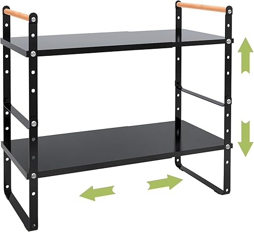 Organizador de estante expandible para encimera de cocina, organizadores de estantes de gabinete ajustables, estante apilable para encimera de