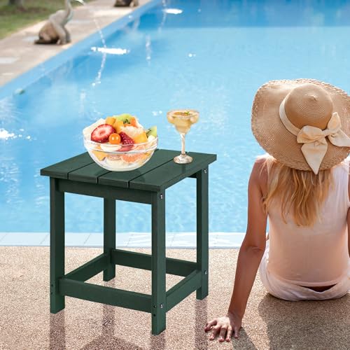 image for LZRS Adirondack Square Outdoor Side Table for Patio, Pool Composite Pa