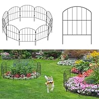 LIANTRAL 10 Stück Tierzaun Metall, Dekorativer Gartenzaun Steckzaun 41 cm x 3,2 m, Gewölbtes Design, Rostfrei, Kein Graben erforderlich, Zaun für Hunde & Kaninchen, Garten, Terrasse, Hof