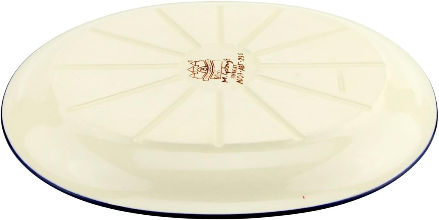 Polish Pottery Oval Platter 13.5" L 10.5" W by Zaklady Boleslawiec | Garden Meadow Unikat Signature Pattern Polish Stoneware