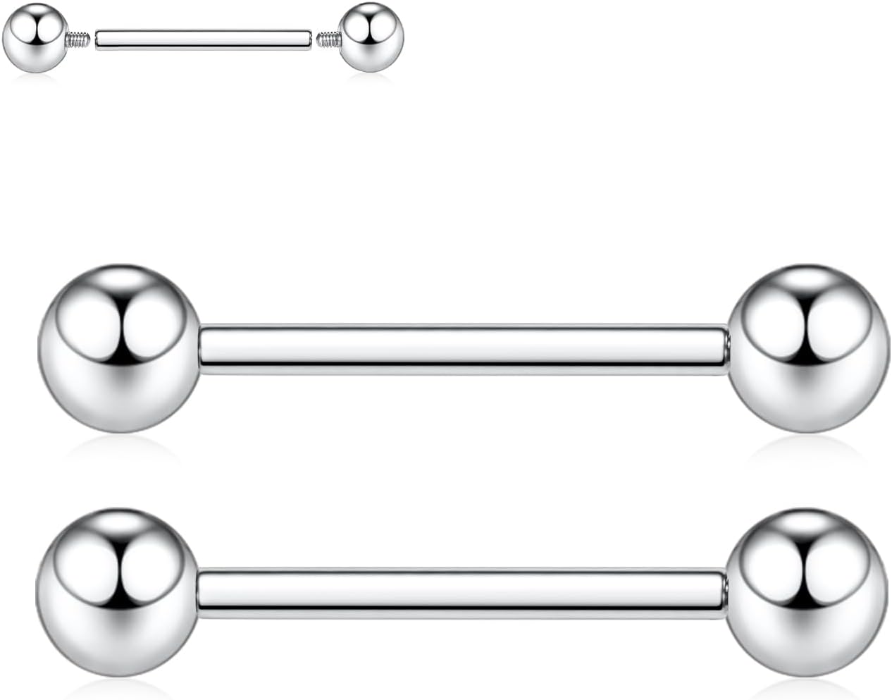 FUNLMO Titanium Nipple Piercing Jewelry Internally Threaded Nipple Rings Tongue Rings Bridge Piercing Jewelry Nipple Barbells