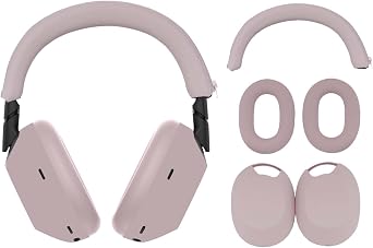 [3Sets] for Sony WH-1000XM6 Case Cover,NOUKAJU Silicone Protective Cover,Silicone Ear Pads & Headband & Ear Cups Protector,Case for Sony WH-1000XM6Rose Gray