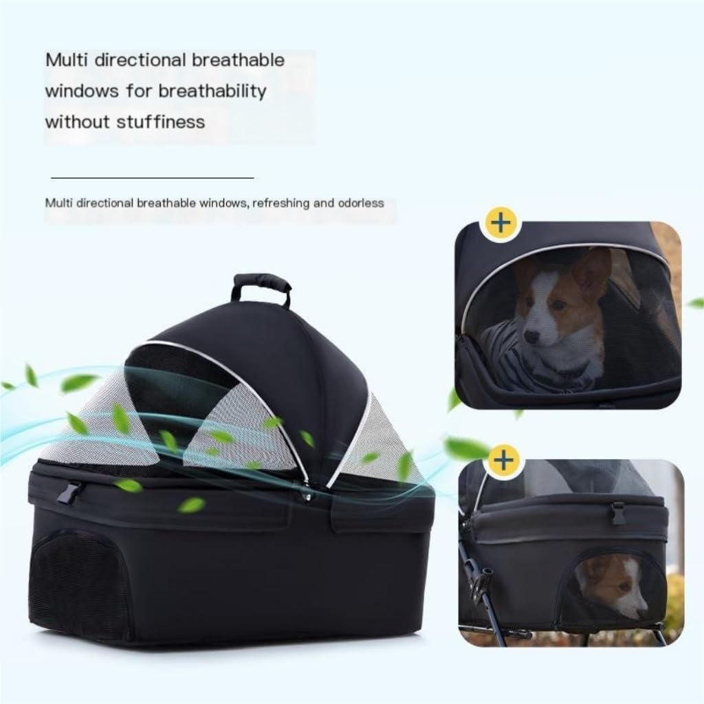 ペットベビーカー、犬猫ベビーカー、屋外ペットベビーカー、軽量取り外し可能な一輪折りたたみベビーカー 【ハードペットキャリーカート】 小型犬犬 ベビー