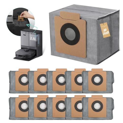 RongZy 10 Pack for Eufy X10 Pro Omni Dust Bag for Eufy X8 Pro Replacement Compatible with X10 Pro Omni Robot Vacuum Large Capacity Dust Bags