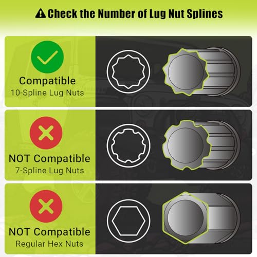 Image of 10 Spline Lug Nut Socket, Replacement for TA20-17 /19, Compatible with Bimecc 10 Spline Lug Key, for Removing 10 Point Lug Nut Key for Truck Large SUV with 13 /16 and 7 /8 Hex Drive, CR-MO