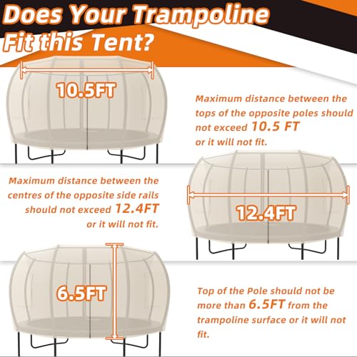 image for jumpfly Trampoline Round Tent(Tent ONLY) Fits 12FT Frame 8 Curved Pole