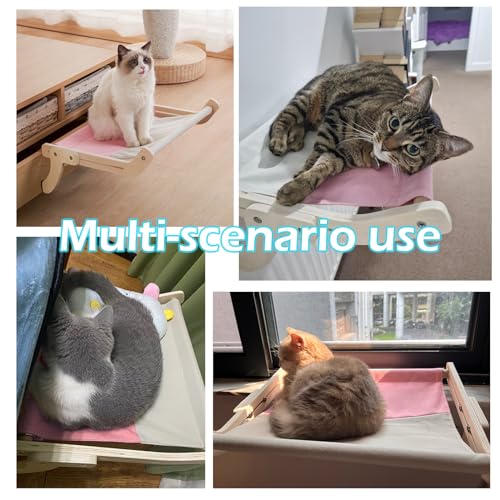 Cama de ventana para gatos que aman tomar el sol en madera 5