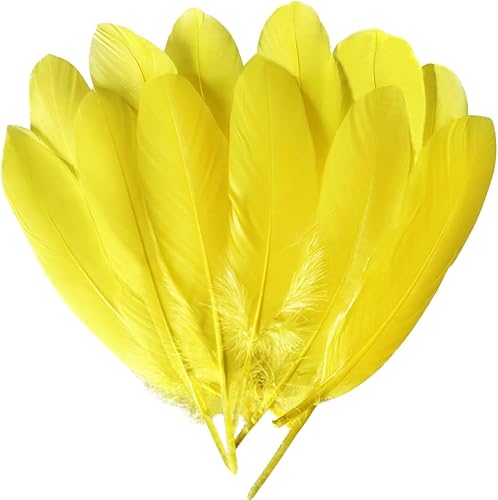 100 plumas de ganso amarillas de 6 a 8 pulgadas para manualidades, decoración de fiesta de boda, ropa, sombreros, accesorios, atrapasueños