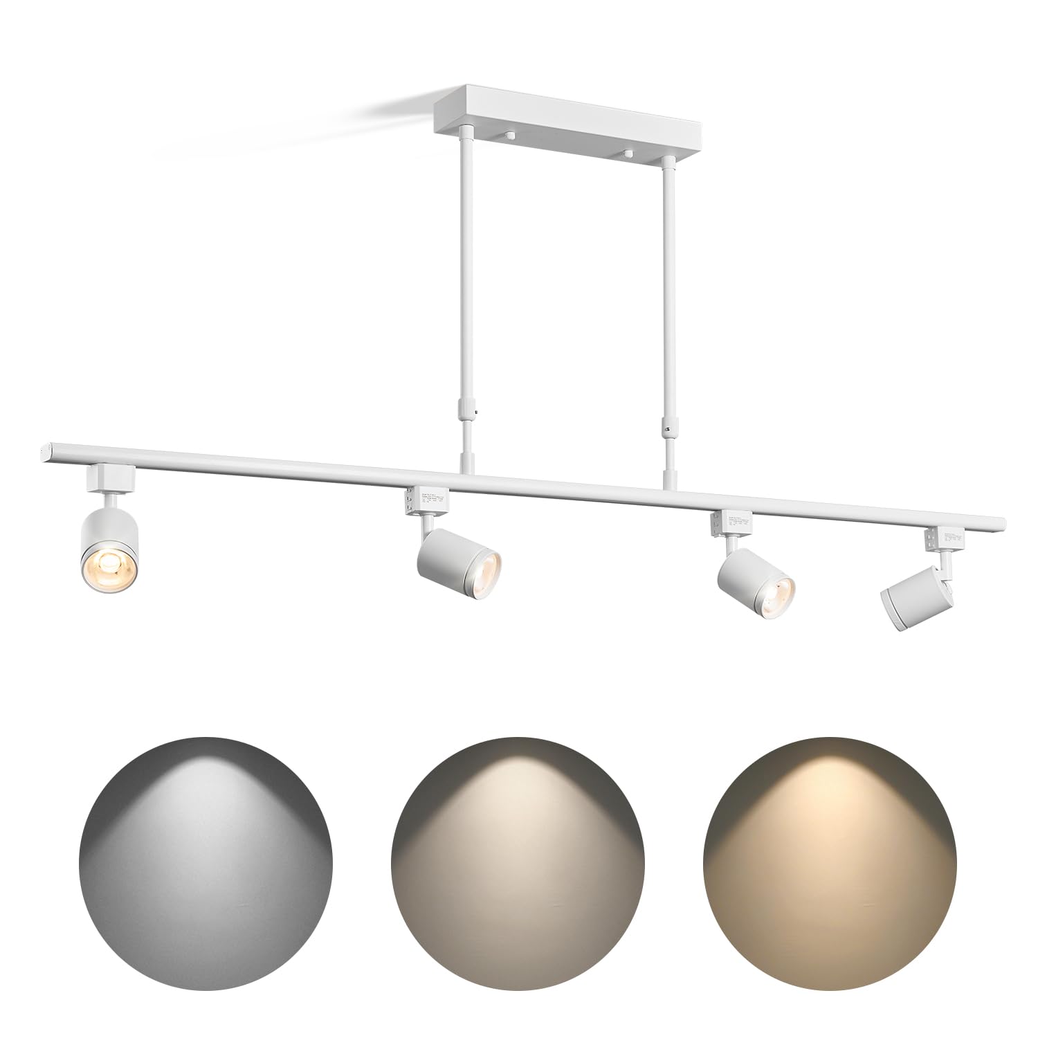 Kit de iluminación LED de 4 luces de pista de luz, luz blanca de 4 vías, cabeza de luz giratoria flexible, luz de pista para cocina, baño, artículos esenciales para el hogar, luz de techo, recámara,
