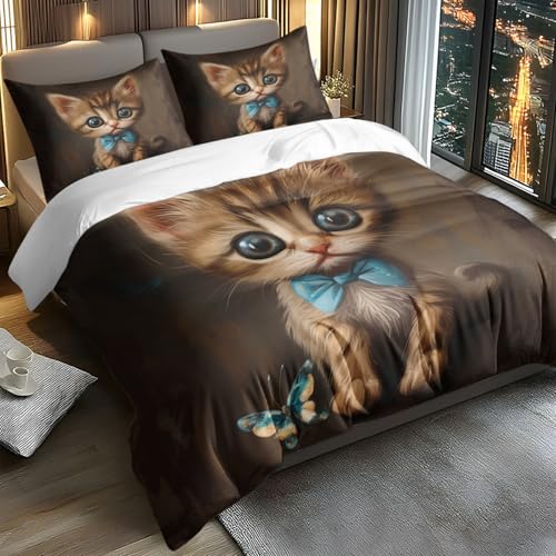 Housse de couette chat 240x260 pour cocooning à deux en hiver