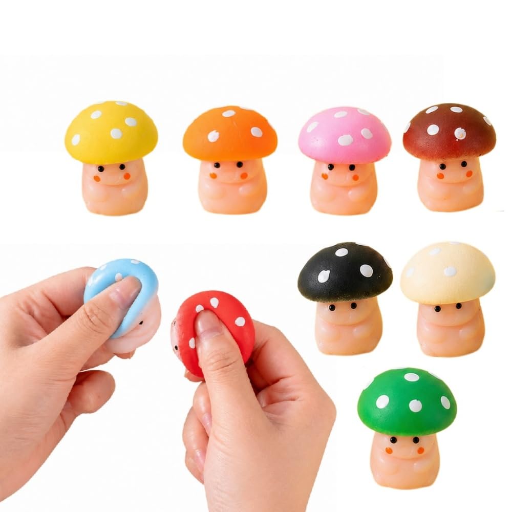 Amazon | スクイーズ キノコ おもちゃ 9PCS ミニチュア 置物 握る