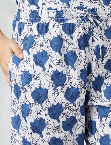 Image of Amazon Brand - Myx Women Cotton Shirt and Relaxed Pajama Set | Night Suit Set (Available in Plus Sizes)
