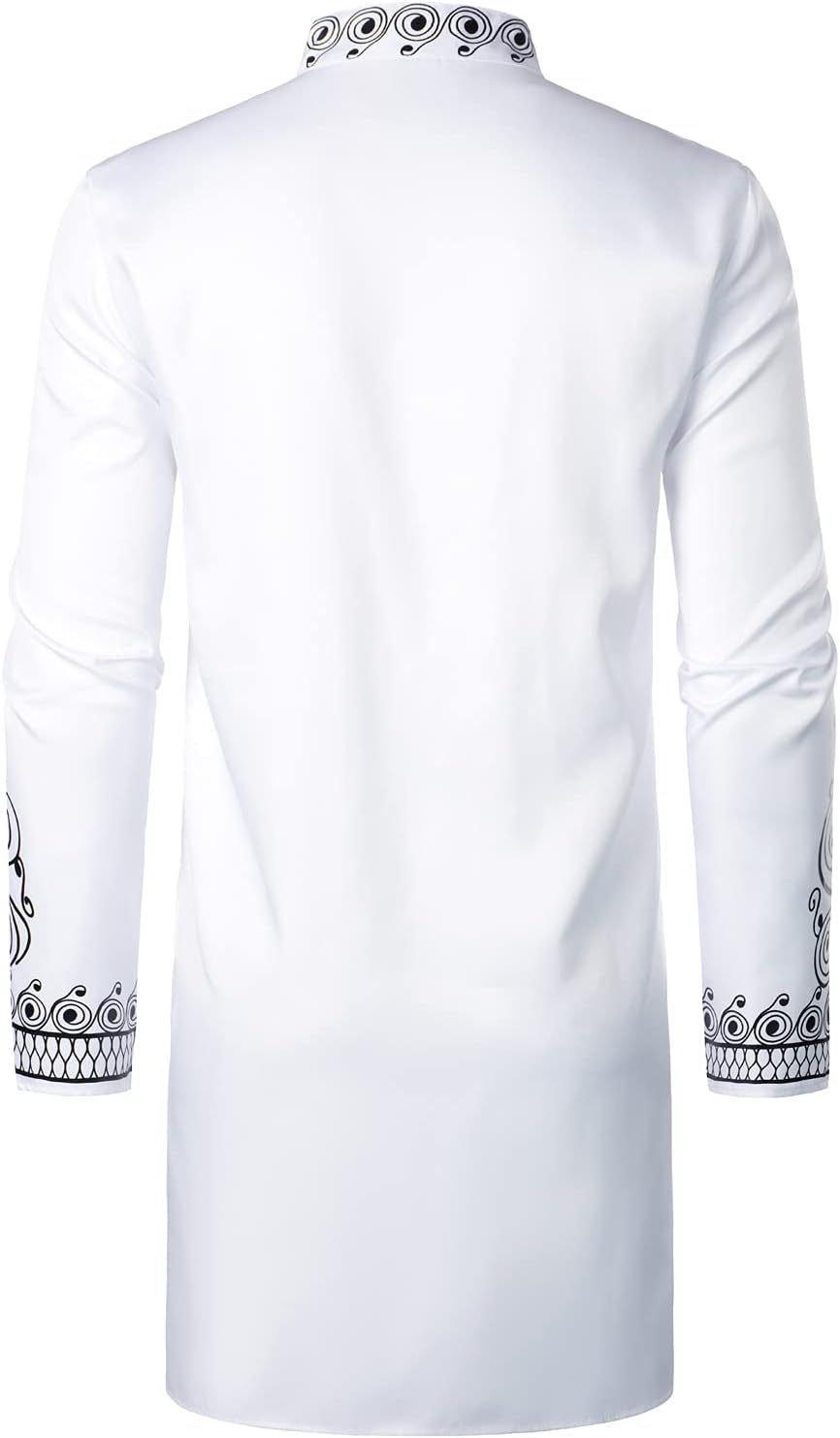 LucMatton Men's Dashiki Shirt Suit African 2 Piece Set Metallic Foil Stamping Mandarin Collar Outfit - Image 4