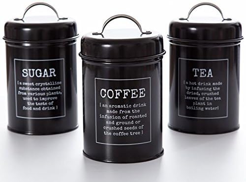 Vintage Kit Tea/Coffee/Sugar Canisters - Set of 3 (Black)