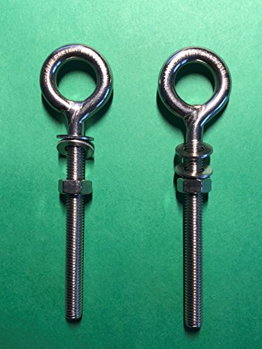 Image of US STAINLESS 2 Pieces Stainless Steel 316 M8 Eye Bolt 8mm x 80mm Marine Grade Pitch of 1.25 (Pack of 2)