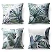 Phantoscope Set of 4 Tropical Green Leaves Throw Pillow Case Cushion Cover 18 x 18 inche 45 x 45 cm